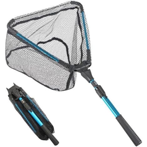 CSPARKV Épuisette de pêche avec poignée télescopique, épuisette pliable télescopique pour kayak, salmon, chat, basse, facile à attraper et à libérer