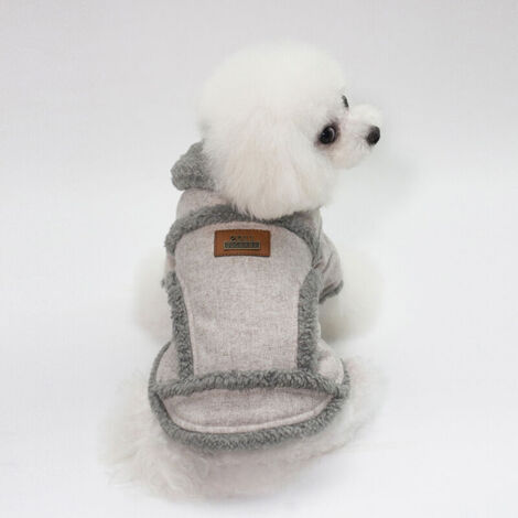 CSPARKV-EU(cou : 23 cm  dos : 20 cm  poitrine : 32 cm)Chien Automne Hiver Vêtements Cool Warm Cloth British Style Vest Veste Cozy Manteaux avec Col en Fourrure Petit Chien De Taille Moyenne