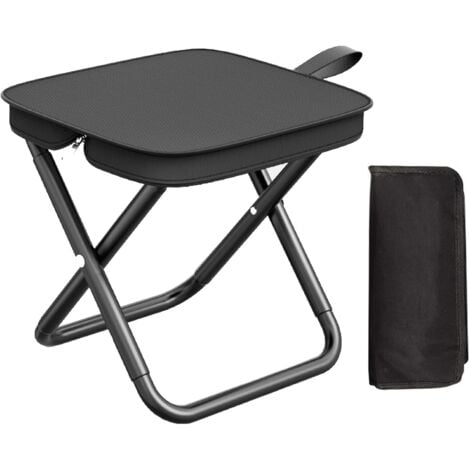 CSPARKV Folding Camping Stool Portable Carbon Steel Folding Stool Small Foldable Camping with Carry Bag Mini Camping Stool for Hiking Garden BBQ Beach Travel Fishing (Black)