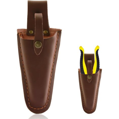 CSPARKV Funda de cuero para tijeras de podar o alicates, soporte de cuero de primera calidad para herramientas de jardinería, ideal para podadoras, tijeras, pinzas, accesorio práctico para jardineros