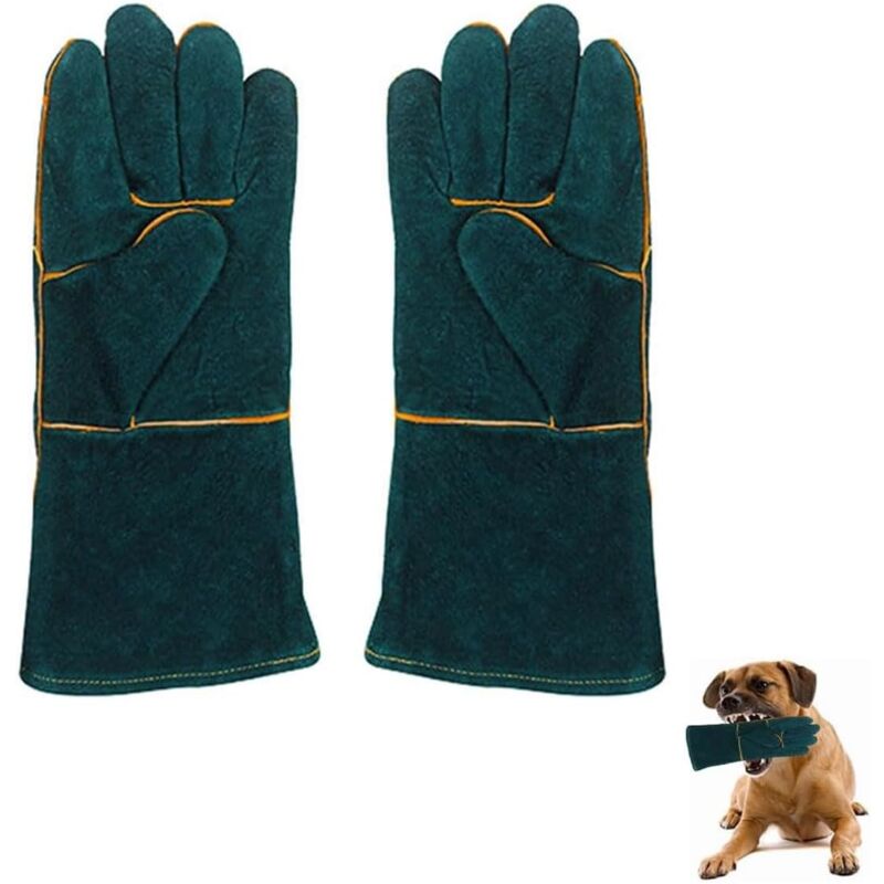 Csparkv - Gants et rouleaux de toilettage chien,Gants de protection en cuir contre les griffes et les morsures d'animaux pour attraper les chiens,