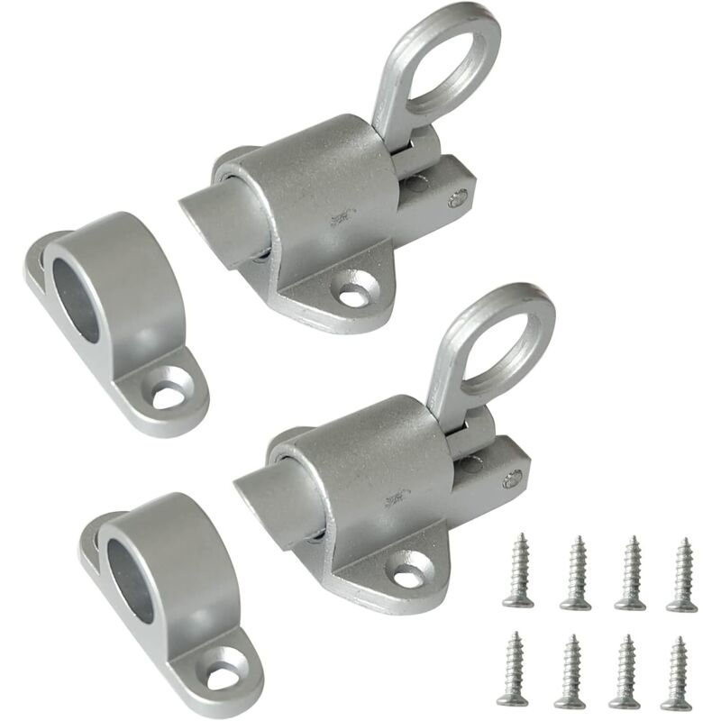 Gris Argent)2 Pièces Verrou Automatiqu, Loquet de Porte, Boulon de Porte à Rebond, pour les Fenêtres, les Portes en Bois, les Portes D'armoire, les