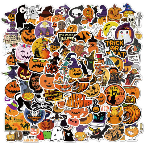 CSPARKV Halloween Stickers, 100Pcs Halloween Stickers for Water Bottles, Non-Repeating Aesthetic Vinyl Stickers, DIY Crafts, Halloween Decorations, Party Favors, Gifts