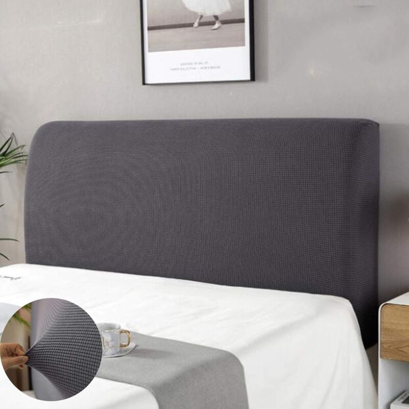 Housse Tete de lit,Housse de Protection de tête de lit Housse De Tête De Lit Lavable Anti-poussière Pack Complet 360 ° Gris 150cm Convient pour Une