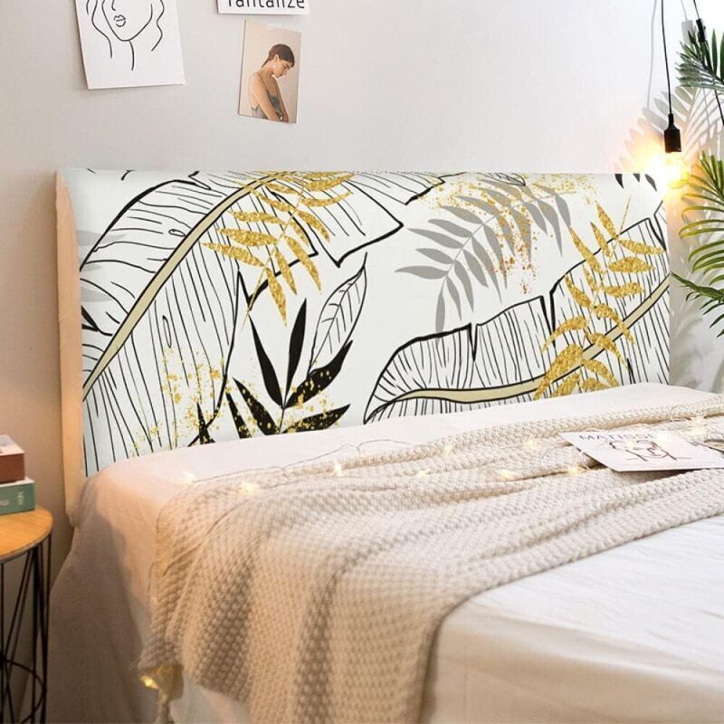 Housses de Tête de lit Stretch Doux Protecteur Antipoussière pour Tête de Lit Rembourrée Feuille 160CM - Csparkv