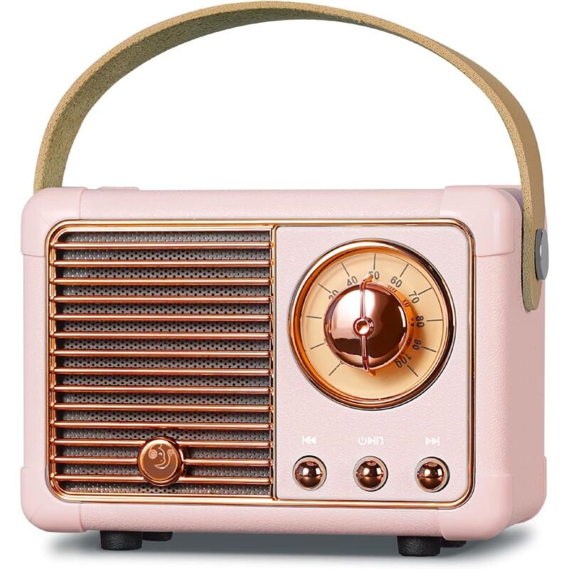 Csparkv - J-999 Mini Enceinte Bluetooth Rétro Portable, Petite Enceinte Radio fm avec Haut-Parleur Puissant 3W, Diaphragme de Basse, Appels Mains