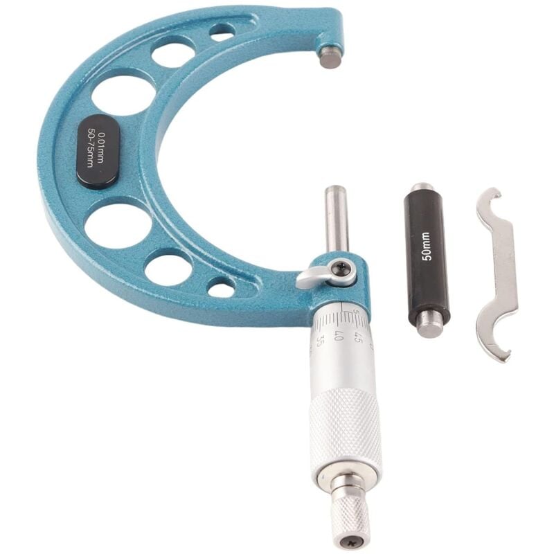 Jauge Micrométrique, Micromètre Extérieur 0,01 Mm avec clé Micromètre D'épaisseur en Acier Inoxydable (50-75mm) - Csparkv