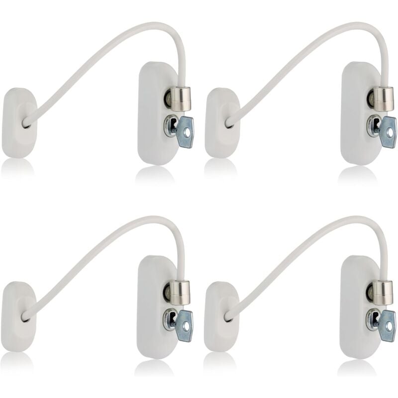 Csparkv - Jeu de 4 châssis de fenêtre durables verrouillables à clé, longueur de câble 18 cm,éviter les blessures, les cambriolages, pour la sécurité