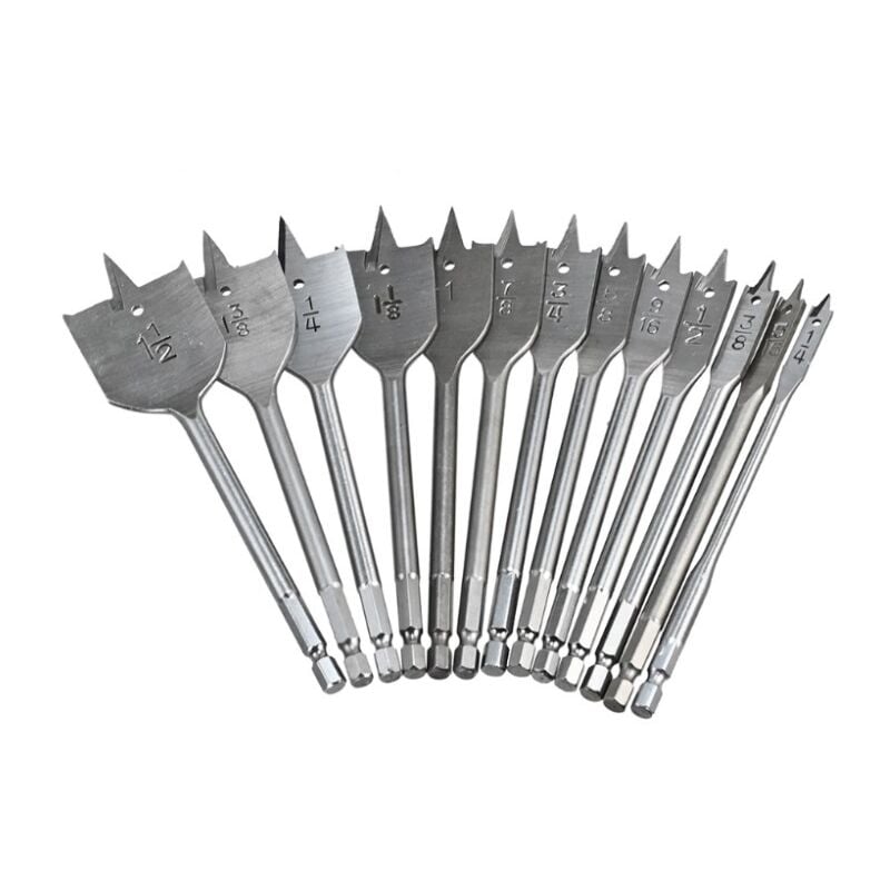 Jeu de Forets Plats 13pcs - Mèches Plates pour Travail du Bois avec Boîte de Rangement - Csparkv