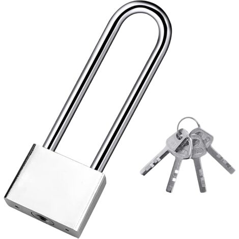 CSPARKV Keyed Padlock Heavy Duty Long Shackle Padlock with 4 Keys, Outdoor Waterproof Security Padlock for Warehouse, Garage, Garden, Fences-30mm