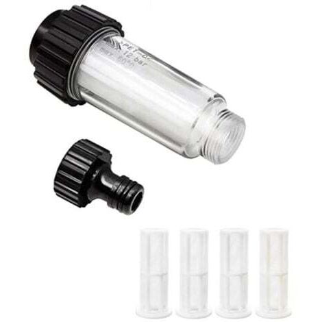 CSPARKV Kit de filtres à eau 3/4" Préfiltre à eau avec 4 filtres et adaptateur rapide pour nettoyeur haute pression, pompe de jardin, arrosage de jardin, camping-car