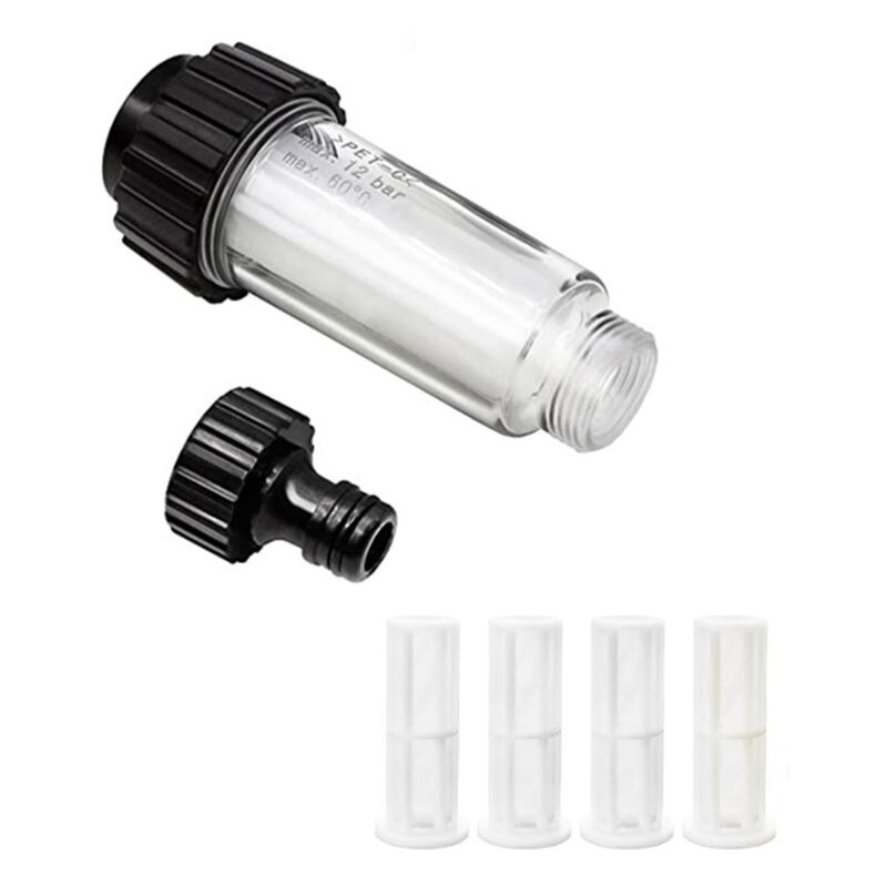 Kit de filtres à eau 3/4' Préfiltre à eau avec 4 filtres et adaptateur rapide pour nettoyeur haute pression, pompe de jardin, arrosage de jardin,