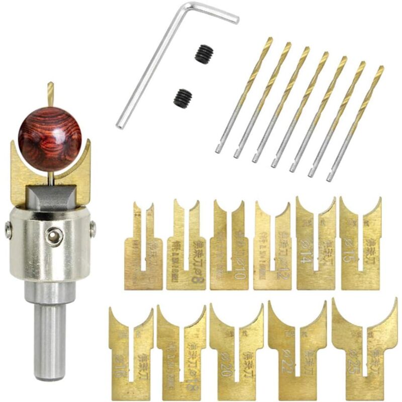 Csparkv - Kit d'outils sphériques en carbure de tungstène avec lame bouddhiste 6 à 25 mm pour le travail du bois, fraiseuse à perle, ensemble