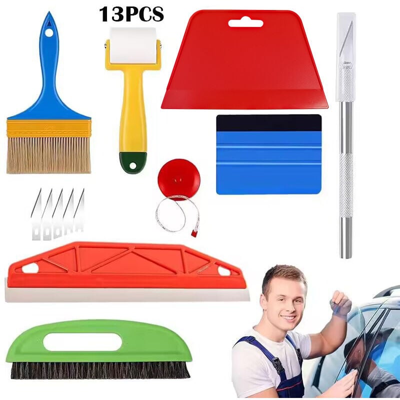 Csparkv - Kit Pose Papier Peint Outils de Film pour Papier Peint Kit Papier Peint Kit de Papier Peint Kit Covering avec Brosses Raclette Film(30CM)