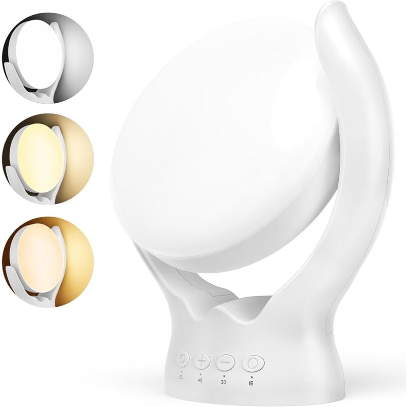 CSPARKV Lampe lumière du jour(White,25x24x8cm) ,lampe de luminothérapie 10000 Lux sans UV,lampe lumière du jour avec 3 températures de couleur,4
