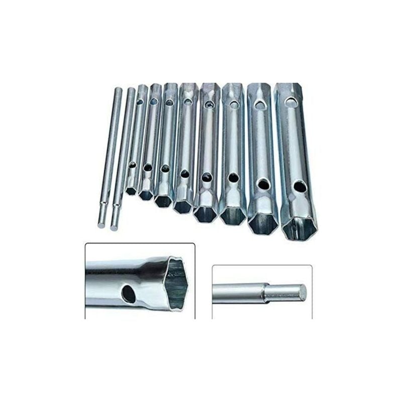 Lot de 10 Clés Tubulaires 6 à 22 mm, Clés à Tubes, Clés à Bougie pour Visser la Bougie, Démontage/Montage de Robinetterie et Mitigeurs, Dévisser des