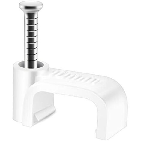 CSPARKV Lot de 100 clips de câble plat blancs pour câble Ethernet Cat6 Cat7 avec clou en acier 10 mm Support de câble