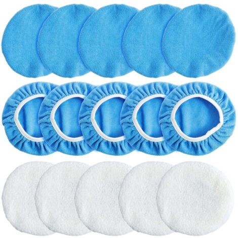 CSPARKV Lot de 15 bonnets de polissage 200 mm pour capot de voiture - 10 microfibres et 5 pelotes de laine pour polissage de voiture, meubles, verre (200 mm)