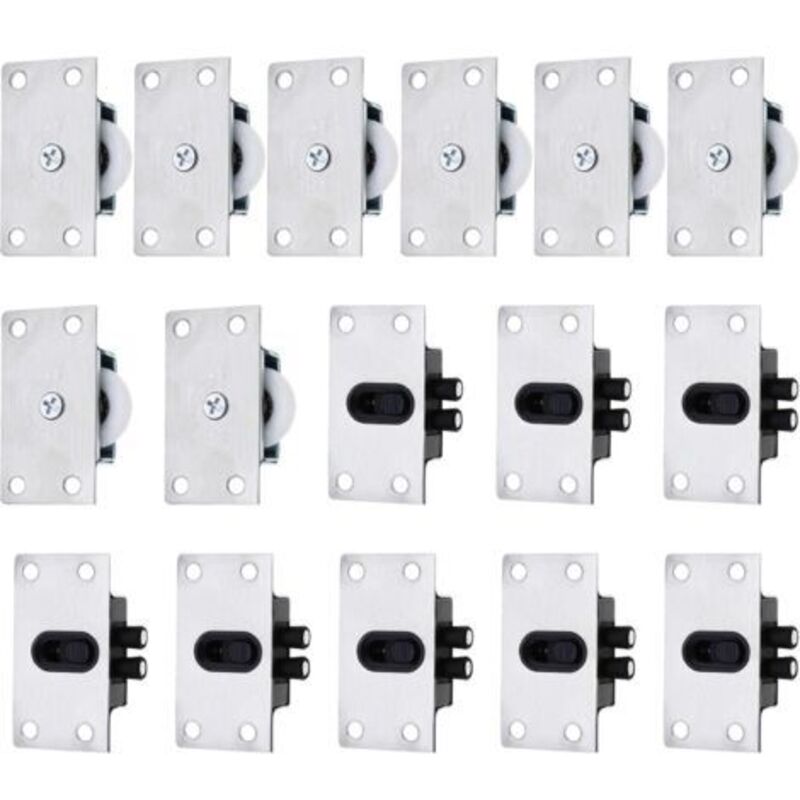 Lot de 16 roulettes de rechange pour porte coulissante - Accessoires de meubles pour armoires - Csparkv