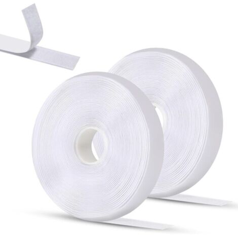 CSPARKV Lot de 2 5m x 2cm Blanc Ruban Adhésif, Scratch Autocollant Double Face, Autocollant, Adhésif Puissant Convient Aux Cadres Photo, Fenêtres, Moustiquaires, Bricolage