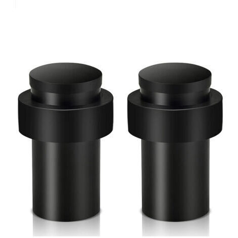 CSPARKV Lot de 2 butées de porte robustes en acier inoxydable pour plinthes, butées de porte modernes en caoutchouc noir avec amortisseur sonore