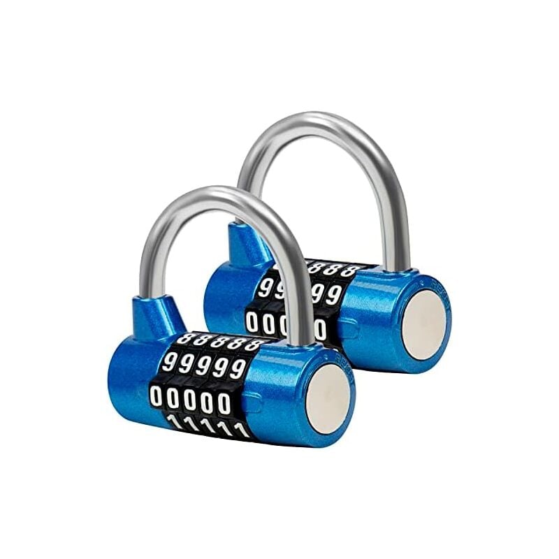 Csparkv - Lot de 2) Cadenas Code à 5 Chiffres Bleu - 656530cm - Intérieur/Extérieur Réinitialisable et Imperméable - Cadenas Casier de Gym, Travail
