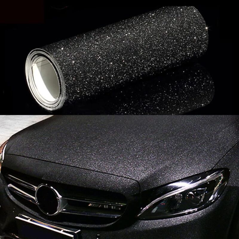 Csparkv - lot de 2 Covering Vinyle de Voiture, Film Autocollant Adhésif 30 x 150cm de Protection pour Voiture, Moto, Vélo. Effet Diamant Flash
