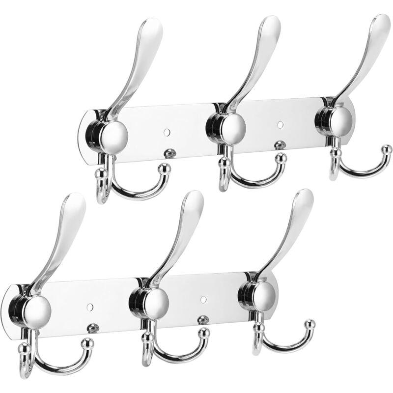 Csparkv - Lot de 2 crochets muraux en acier inoxydable avec 3 crochets à trois crochets, Porte Manteau, pour chapeaux, serviettes, sacs à main,