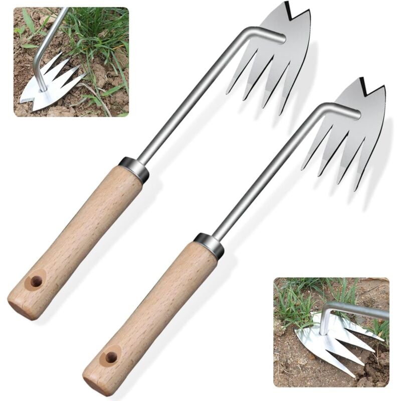 Csparkv - Lot de 2 Désherbeur à Main Outils,Outil de Désherbage Manuel,Inoxydable Extracteur de Mauvaises,Extracteur de Désherbage pour Jardin,Outil