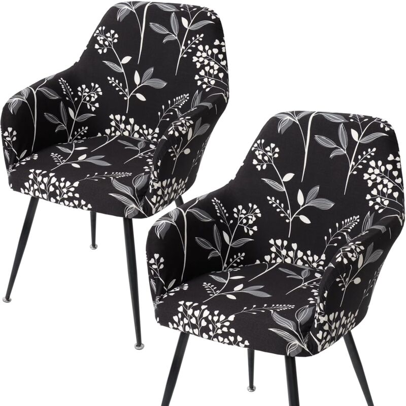 Csparkv - Lot de 2 Housse de Chaise Extensible Housses de Chaise de Salle à Manger avec Accoudoirs Housse Chaise Bureau Amovible Lavable Protection