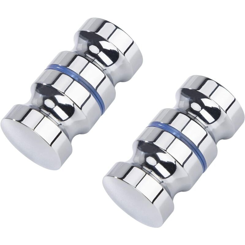 Csparkv - Lot de 2 poignées de porte de douche - 30 mm - En acier inoxydable massif nu - Vis M8 - Convient pour salle de bain, cuisine et bureau