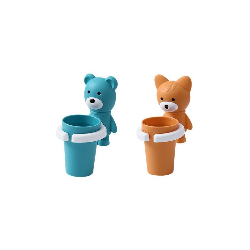 Csparkv - Lot de 2 porte-brosses à dents de dessin animé - Porte-brosse à dents pour enfants - Support de rangement à ventouse - Support de brosse à