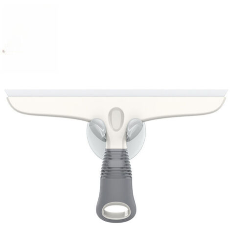 CSPARKV Lot de 2 Raclettes en Silicone avec Support Ventouse, Raclette Vitre Douche Salle de Bain, Raclette Tout Usage Pare-Brise de Voiture, Fenêtre, Blanc et Gris