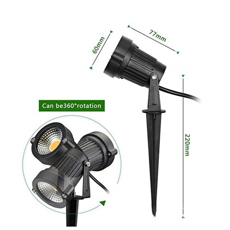 CSPARKV lot de 2 spots de jardin ampoules LED 3W incl, spots orientables avec piquet et fixation murale, luminaire extérieur jardin terrasse allées