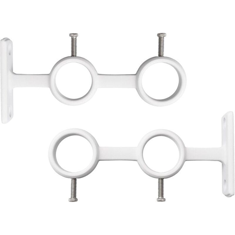 Csparkv - Lot de 2 supports de tringle à rideaux réglables, supports robustes doubles pour tringle à rideaux circulaires (blanc)
