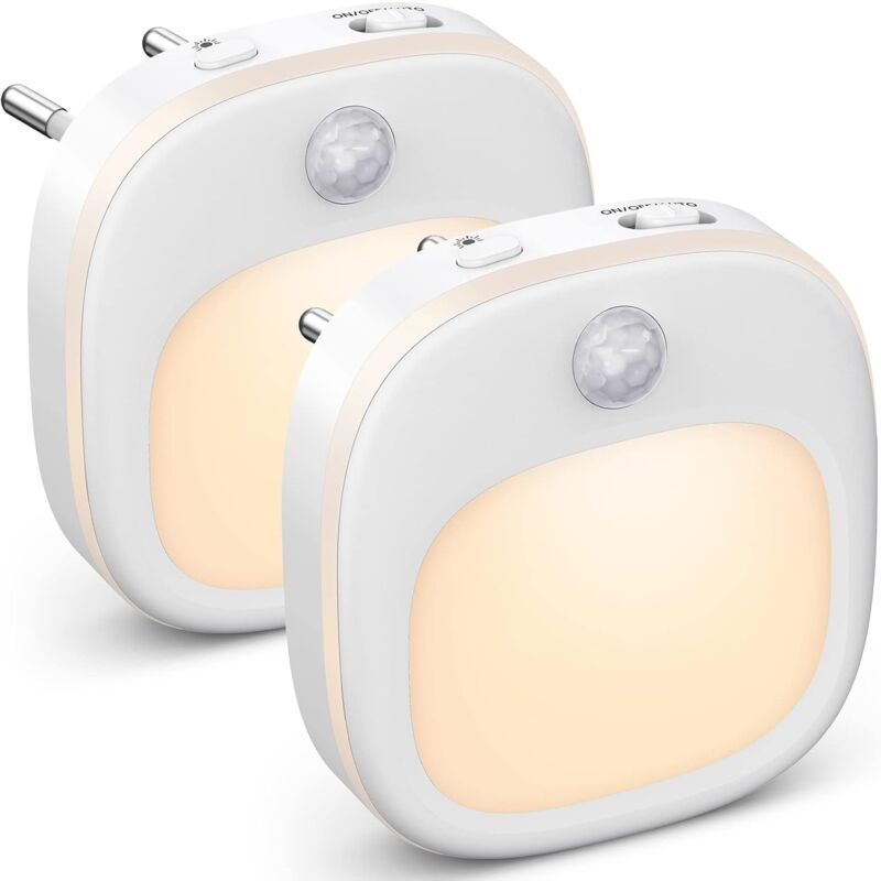 Csparkv - Lot de 2] Veilleuse Prise Electrique, Gradation Progressive Lampe Detecteur de Mouvement Interieur, Chaud/Blanc/Mixte Veilleuse led Bon