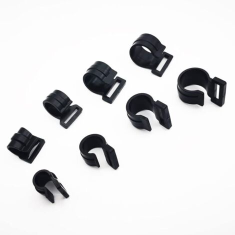CSPARKV Lot de 20 pinces en plastique pour poteau de tente de 20 mm - Réutilisable - Noir - Clips C pour fixer la bâche de tente