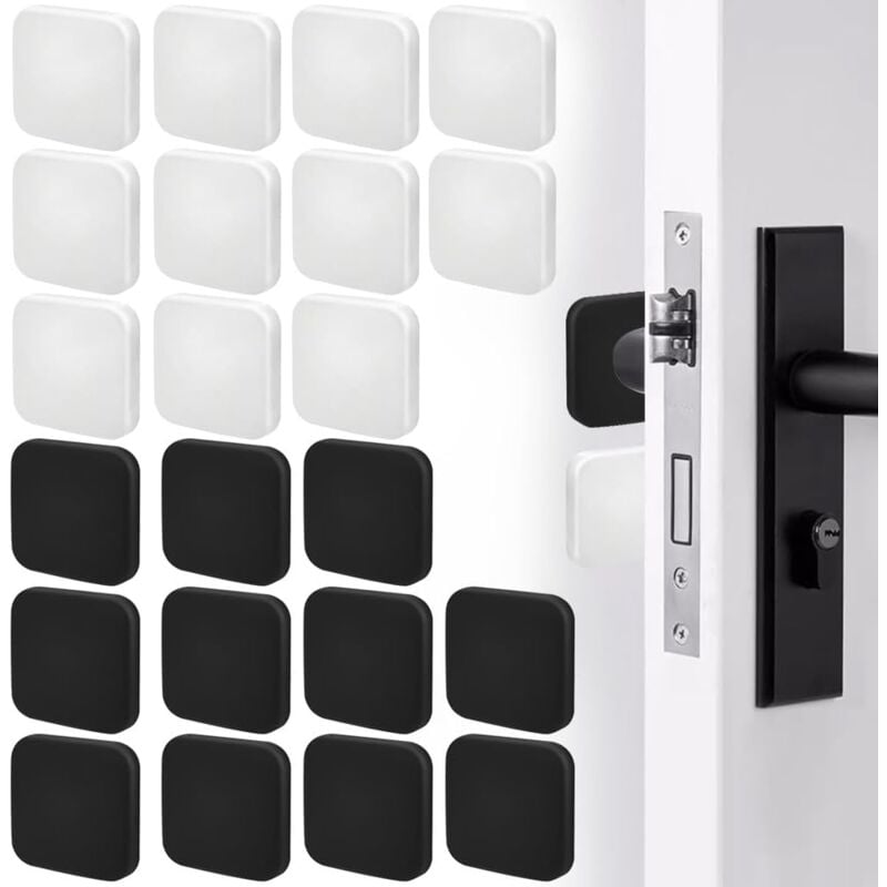 Csparkv - Lot de 22 Butée de Poignée de Porte Murale, Butée de porte 40 x 10 mm Noir et Blanc Butoir de Porte en Silicone Butées de Porte