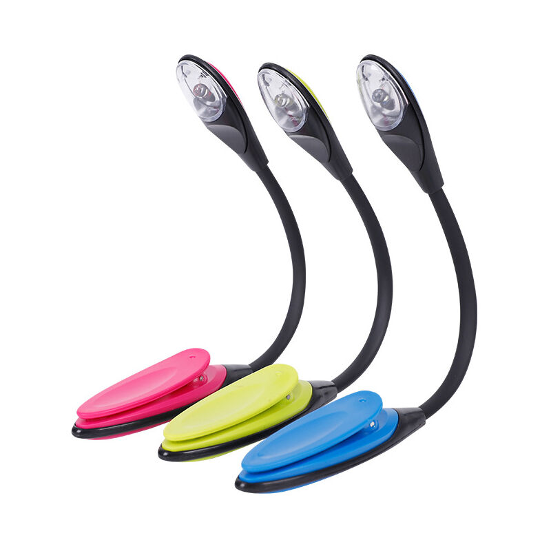 Csparkv - Lot de 3 lampe de lecture led pince pile inclus -Bleu, vert, rose rouge