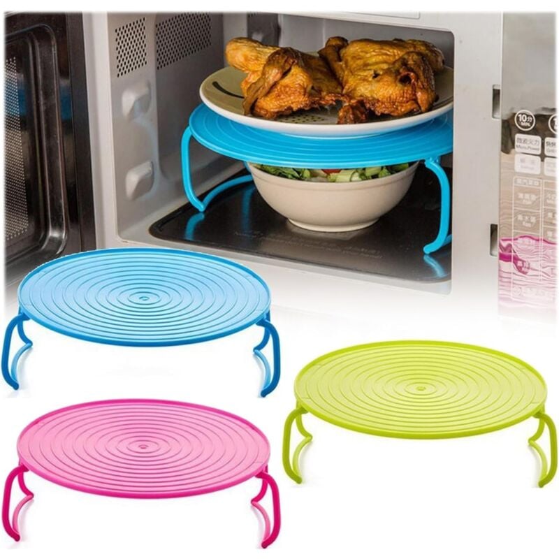 Csparkv - Lot de 3 plateaux pliables pour micro-ondes - Accessoires de cuisine polyvalents pour micro-ondes, réfrigérateur, four à micro-ondes