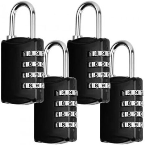 CSPARKV Lot de 4 Cadenas Code de 4 Chiffres, Petit Cadenas à Code Serrure Combinée, Cadenas Casier Imperméabiliser Cadenas à Combinaison pour Casier, Gymnase, école, Portail, Hangar, Garage, Noir