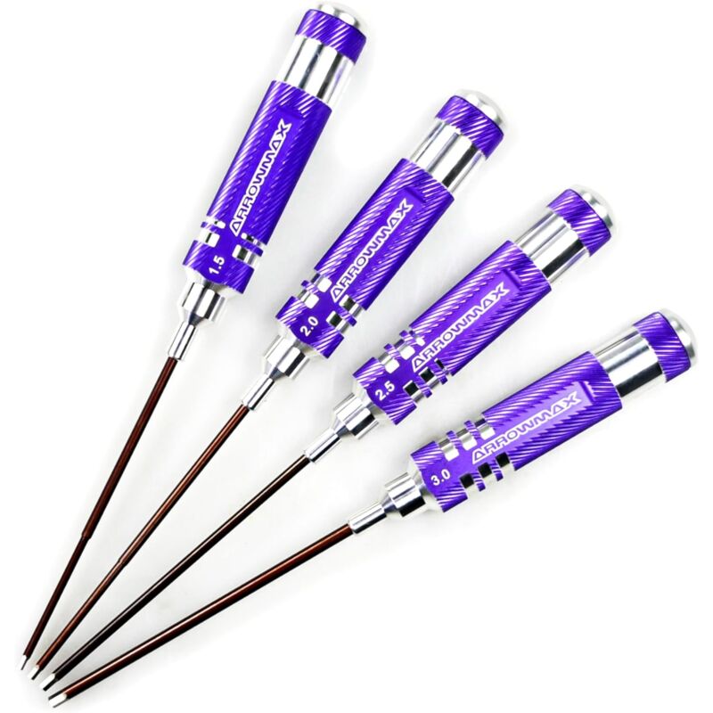 CSPARKV Lot de 4 tournevis hexagonaux pour outils RC - Pour voitures, bateaux, Quidcopter, hélicoptères et plus encore (1,5 mm, 2 mm, 2,5 mm, 3 mm)