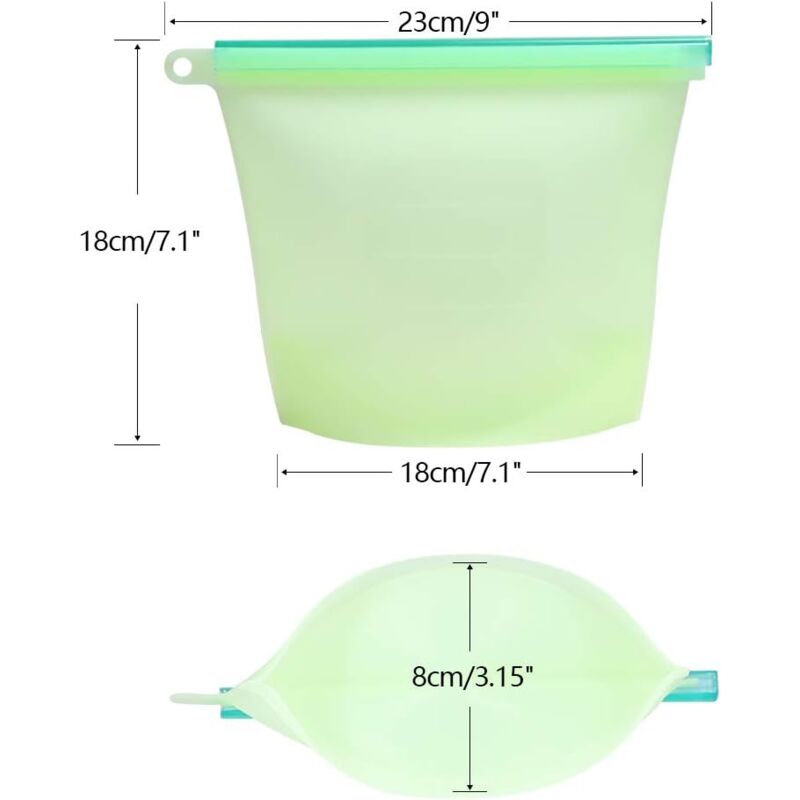 Csparkv - Lot de 4)Sac alimentaire en silicone réutilisable sac congelation reutilisable D'étanchéité étanche pour Fruits Légumes Conservation de