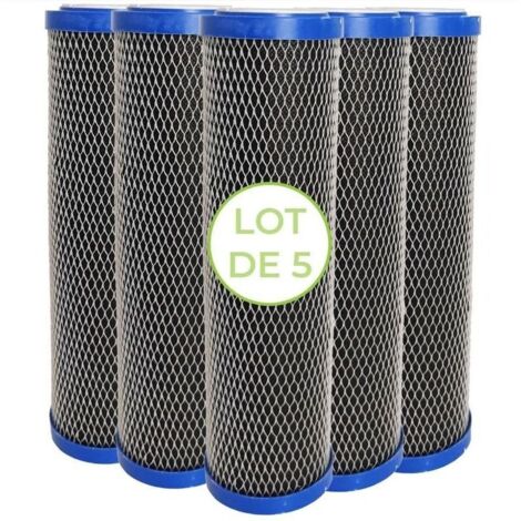 CSPARKV Lot de 5 Cartouches 2 en 1 Filtre à Eau 10 pouces - Anti sédiments + Charbon actif 5 microns Filtre à Impuretés