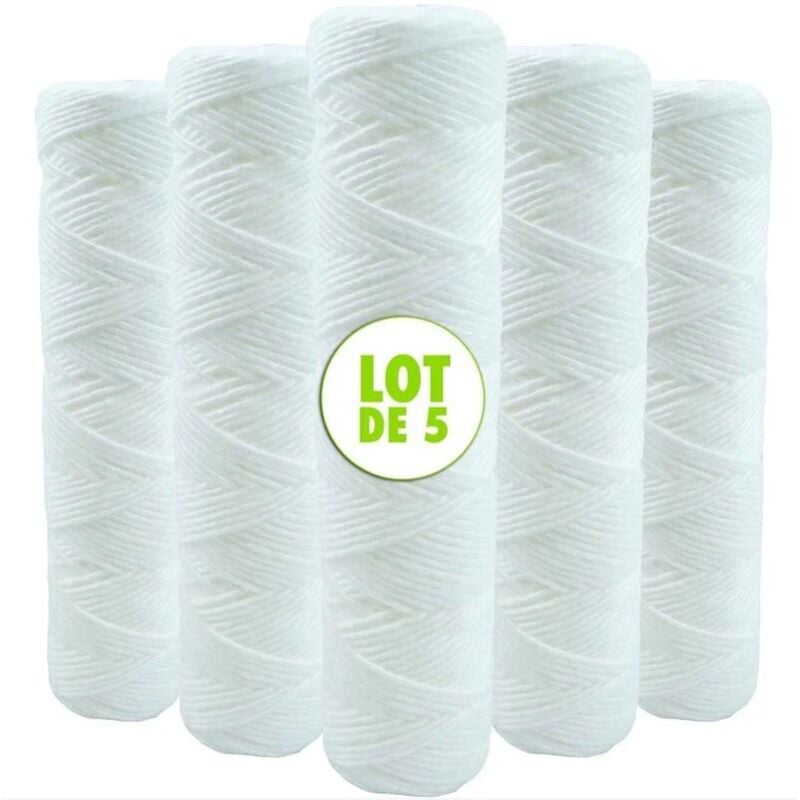 CSPARKV Lot de 5 Cartouches Bobinée Filtre à Eau Anti Sédiments - Compatibles Filtre 10 pouces