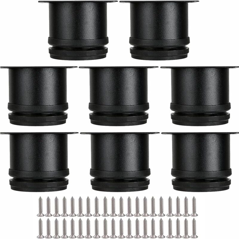 Csparkv - Lot de 8 Pieds Réglables Meubles Noir, ø 50 mm/Hauteur 50 mm Pieds de Canapé en Métal Acier Inoxydable, Pied de Table Basse pour Meubles tv