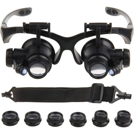 CSPARKV Loupe à montage frontal, loupe, loupe, loupe, loupe pour bijoutier, montre - Kit de réparation pour la lecture, la réparation de bijoux, la réparation électronique (noir)