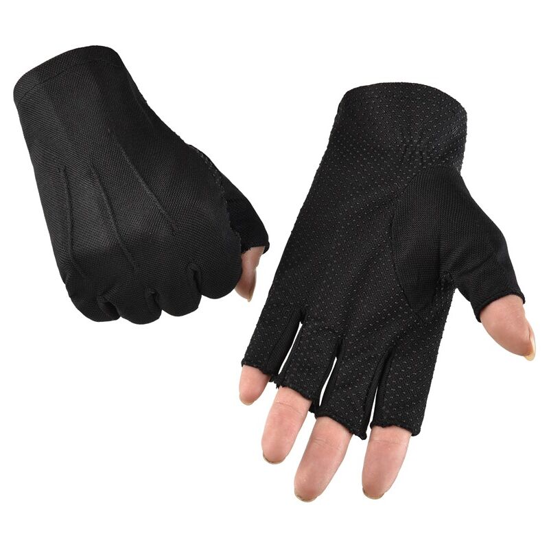 Csparkv - Men's Driving Gloves Summer Anti-slip Half Finger Gloves Cotton Sweat Absorption Breathable Sun Protection Gloves Anti-UV Mitten Cycling
