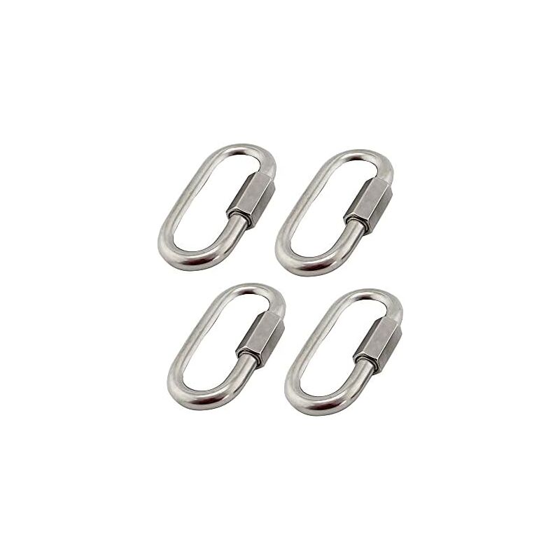 Csparkv - Mosquetón de acero inoxidable 304 de 4 unidades, M6/0,24', con eslabones rápidos, resistente, con forma de d y ojo de tornillo ovalado para