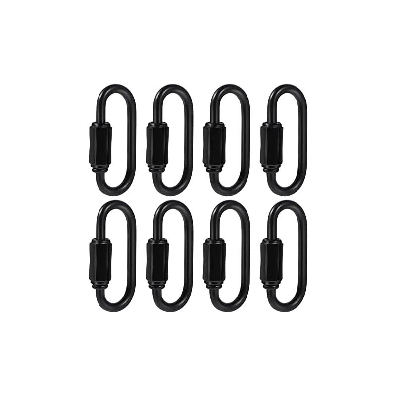 Csparkv - Mosquetón negro de 8 piezas con cierre rápido, conector de cadena con forma de mosquetón, cierre rápido, hebilla de llavero, conector de